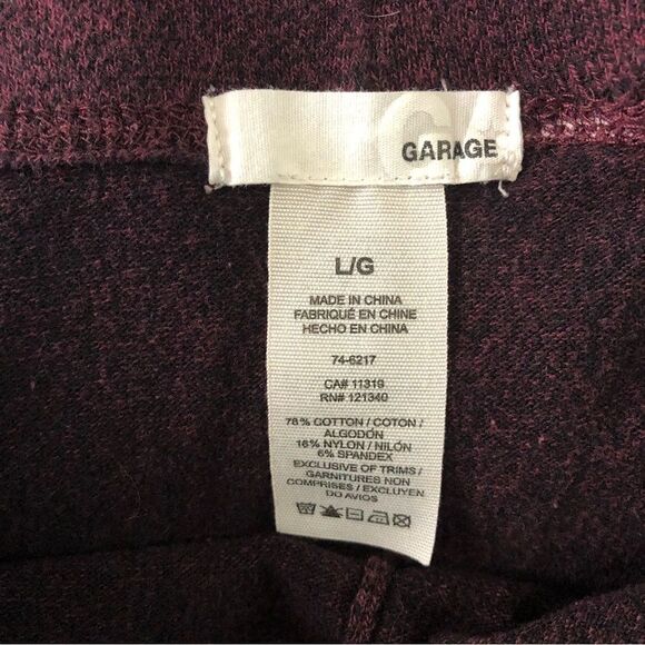 garage Size Large Burgundy Leggings With Striped Cuffs - Picture 5 of 5